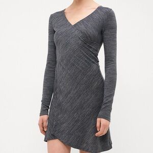 Max Studio| Charcoal Mixed Grey Knit Long Sleeve Casual Asymmetrical Dress Sz M